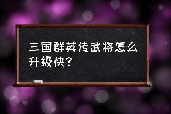 三国攻防传如何升级快 三国群英传武将怎么升级快？