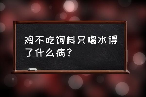 土鸡为什么不喂饲料 鸡不吃饲料只喝水得了什么病？