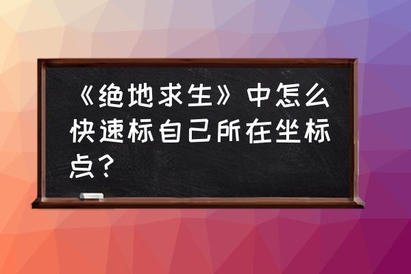 绝地求生怎么一键定点 《绝地求生》中怎么快速标自己所在坐标点？