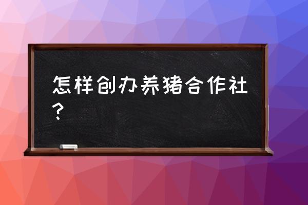 聊城有个合同养猪合作社吗 怎样创办养猪合作社？