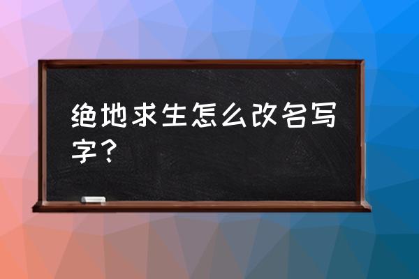 绝地求生能用汉字名称吗 绝地求生怎么改名写字？