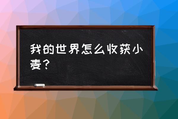 我的世界收获小麦怎么下一关 我的世界怎么收获小麦？