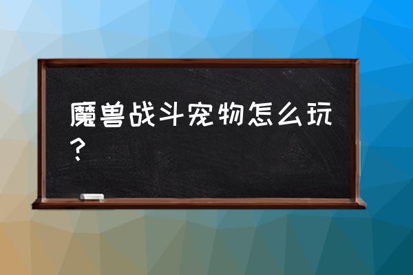 魔兽哪类型的宠物对魔法 魔兽战斗宠物怎么玩？