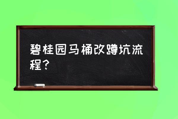 楼房马桶怎么改便池 碧桂园马桶改蹲坑流程？