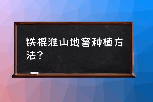 种山药简单方法 铁棍淮山地窖种植方法？