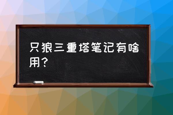 只狼三重塔打完以后干嘛 只狼三重塔笔记有啥用？