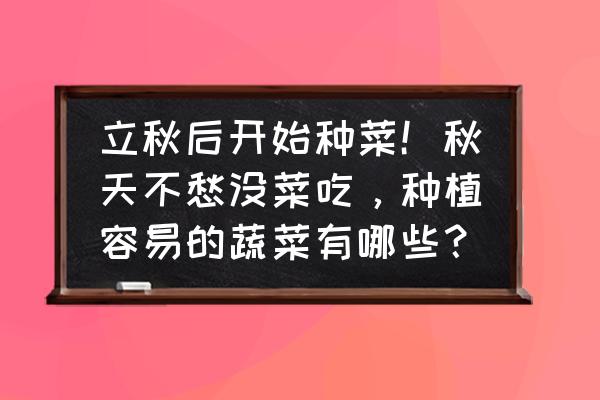 九月份适合种哪种蔬菜 立秋后开始种菜！秋天不愁没菜吃，种植容易的蔬菜有哪些？