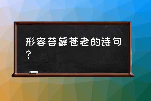 从外面抠回来的青苔怎么养 形容苔藓苍老的诗句？