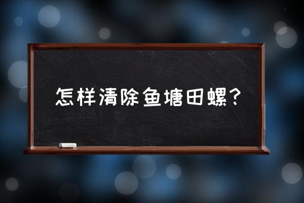 池塘里摸回来的螺要怎么处理好 怎样清除鱼塘田螺？