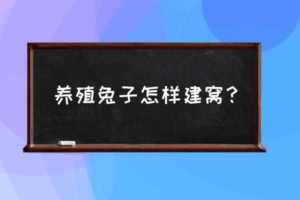 开兔子养殖场步骤 养殖兔子怎样建窝？