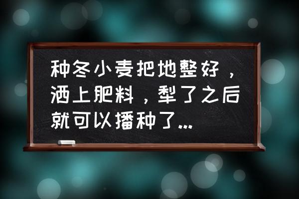 小麦怎么种 种冬小麦把地整好，洒上肥料，犁了之后就可以播种了，对吗？