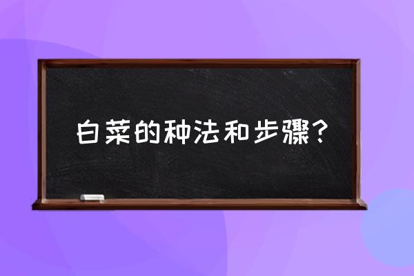 白菜怎么种植全过程 白菜的种法和步骤？