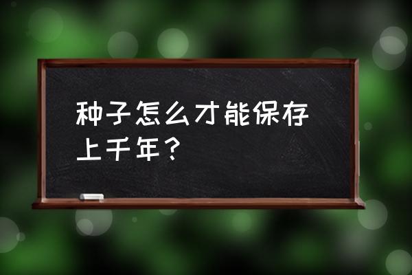 种子怎么保存最好 种子怎么才能保存 上千年？