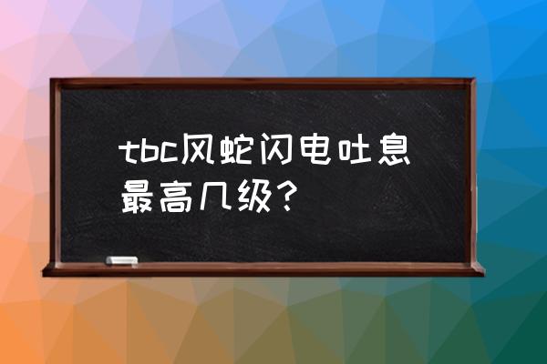 怀旧服风蛇闪电吐息怎么升级 tbc风蛇闪电吐息最高几级？