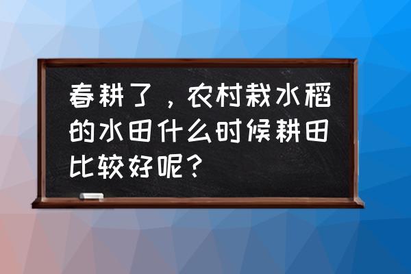 水田打浆机不埋茬怎么办 春耕了，农村栽水稻的水田什么时候耕田比较好呢？