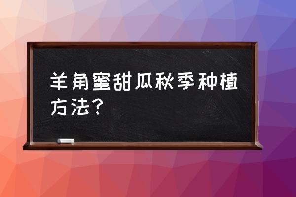 羊角蜜糕点的制作方法 羊角蜜甜瓜秋季种植方法？